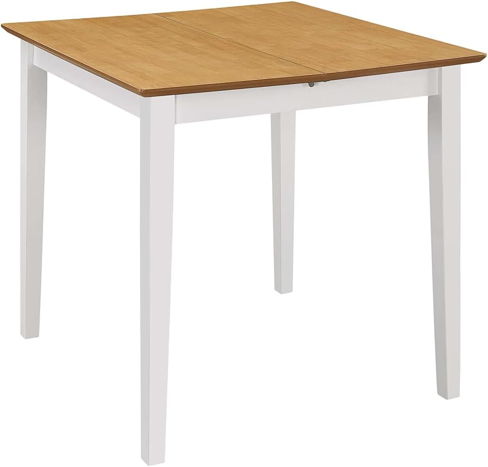 Set di 3 pezzi in legno massello di gomma con tavolo allungabile e 2 sedie in MDF bianco resistente design per una stabilità duratura e superficie espandibile stile moderno