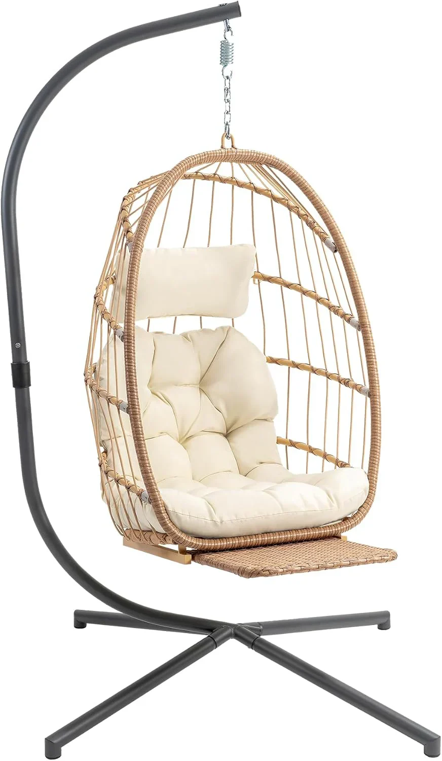Yechen Indoor Outdoor Egg Hanging Chair Stand Patio Wicker Swing Egg Chair Swinging Chair