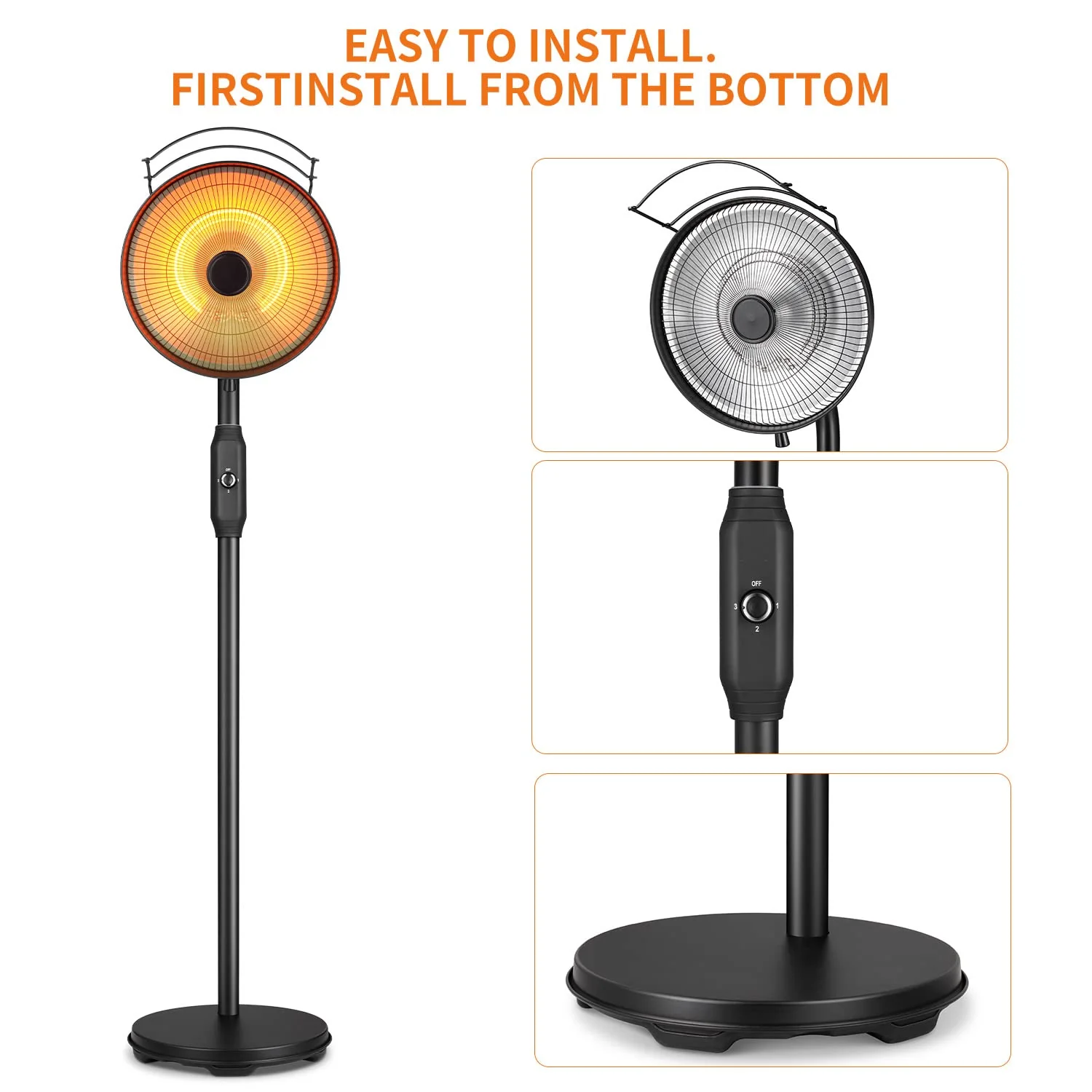 R.W.FLAME Outdoor Patio Heater, Electric Infrared Garden Patio Heater, Maximum power 1500W