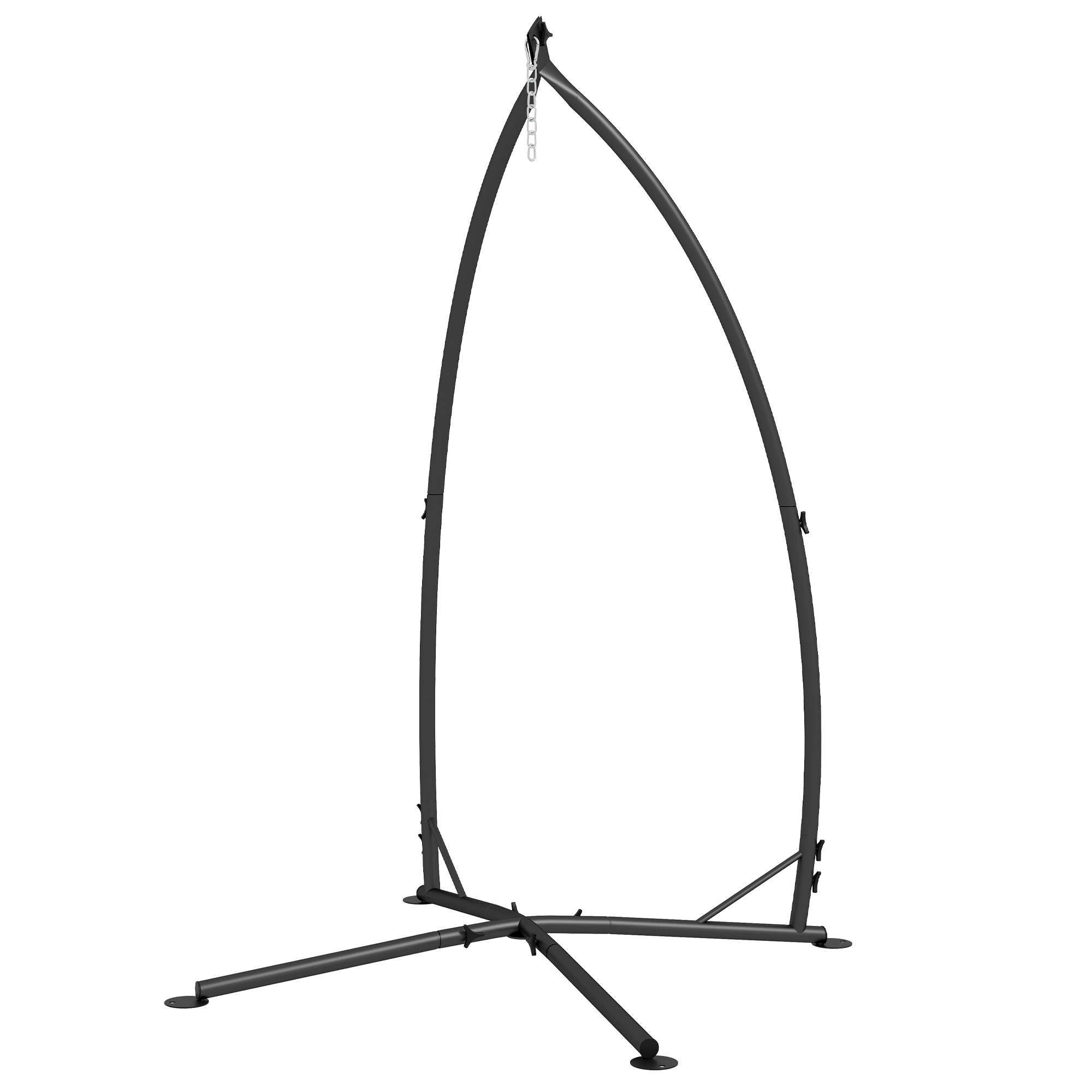 Outsunny Ständer für Hängesessel - Hängestuhl Ständer, Höhe 215 cm - Maximale empfohlene Belastung 150 kg, schwarzes Metall