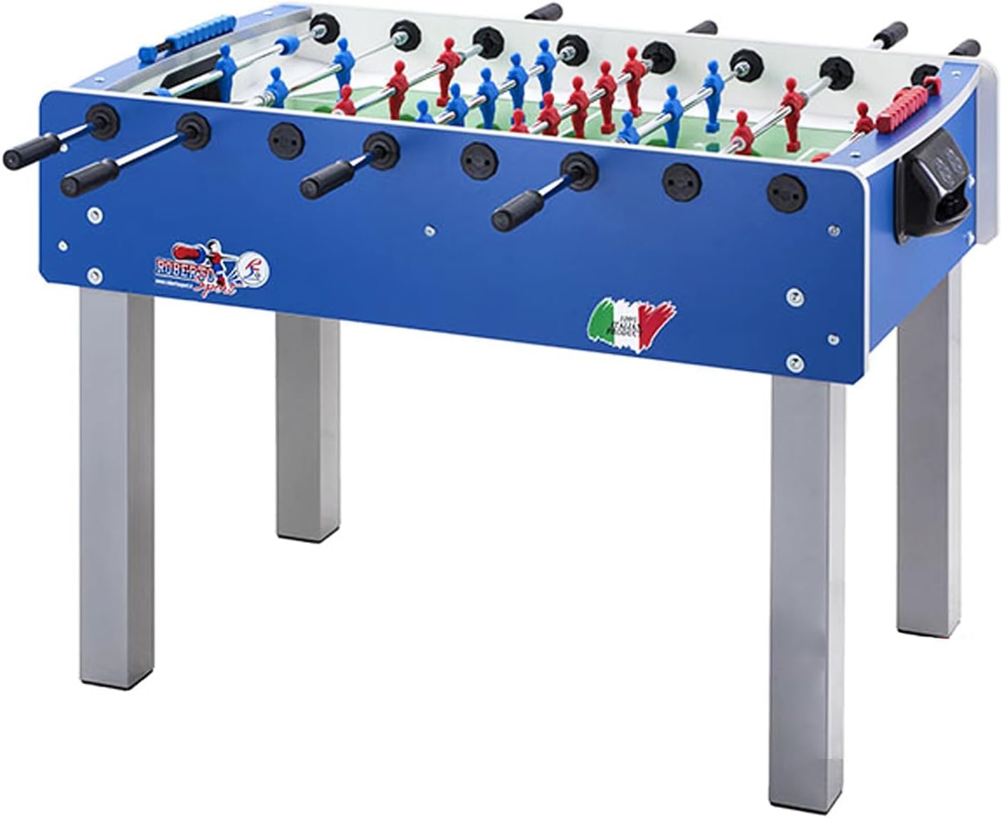 G5 HT SPORT Calcio Balilla Roberto Sport [Made in Italy] Calcetto da Tavolo Calcetto Balilla Con Aste Rientranti Telescopiche | Campo in Vetro Temperato Infrangibile | Palline E Spray Inclusi