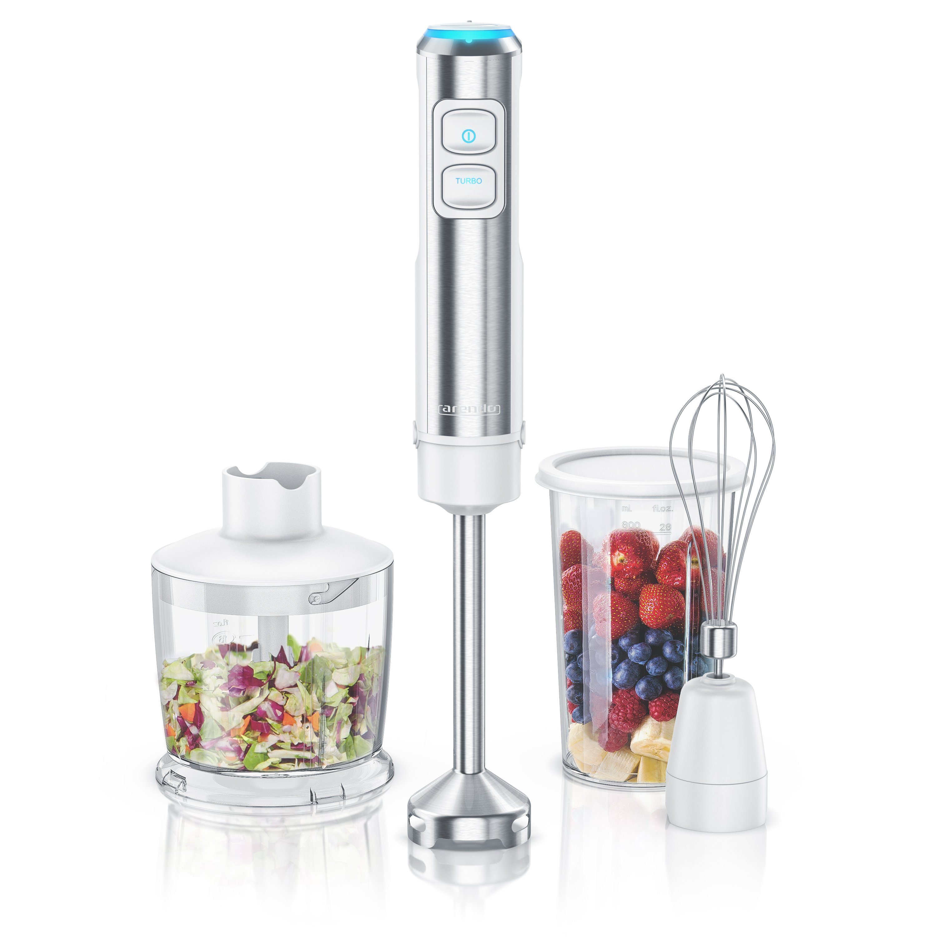 Stabmixer Edelstahl Pürierstab Set mit Zerkleinerer & Messbecher, Handmixer