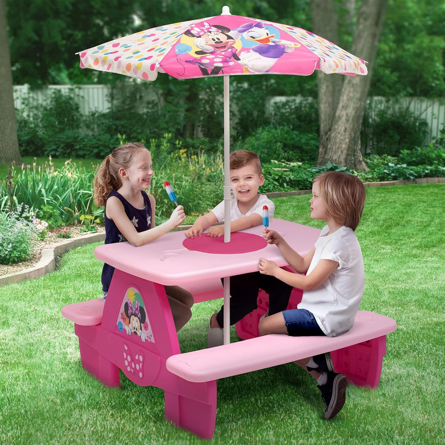 2025 Delta Children 4-zits Activiteiten-Picknicktafel Minnie Mouse