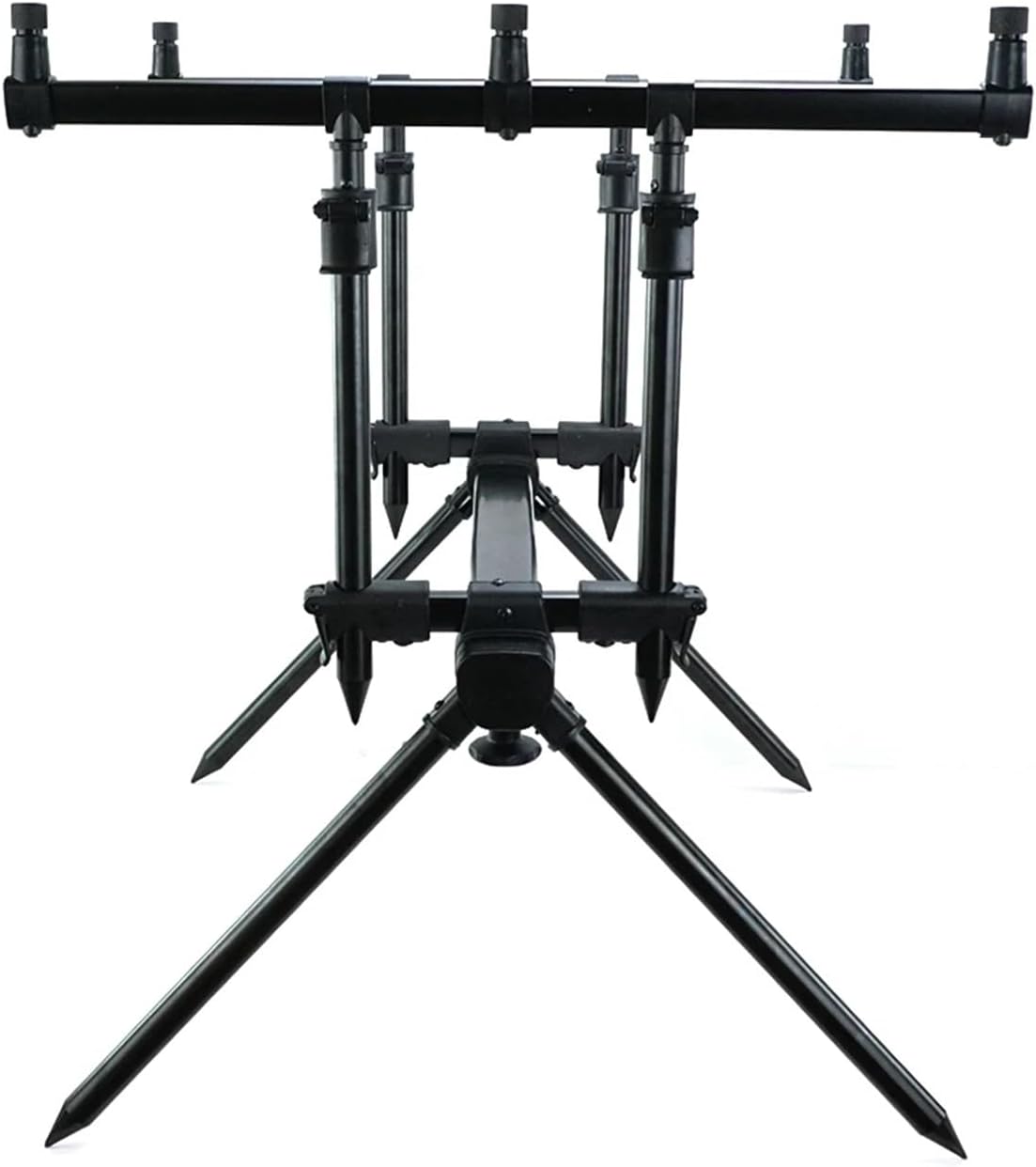 3-Rod Carp Fishing Rod Pod Set with Telescopic Bank Sticks & Adjustable Buzz Bars