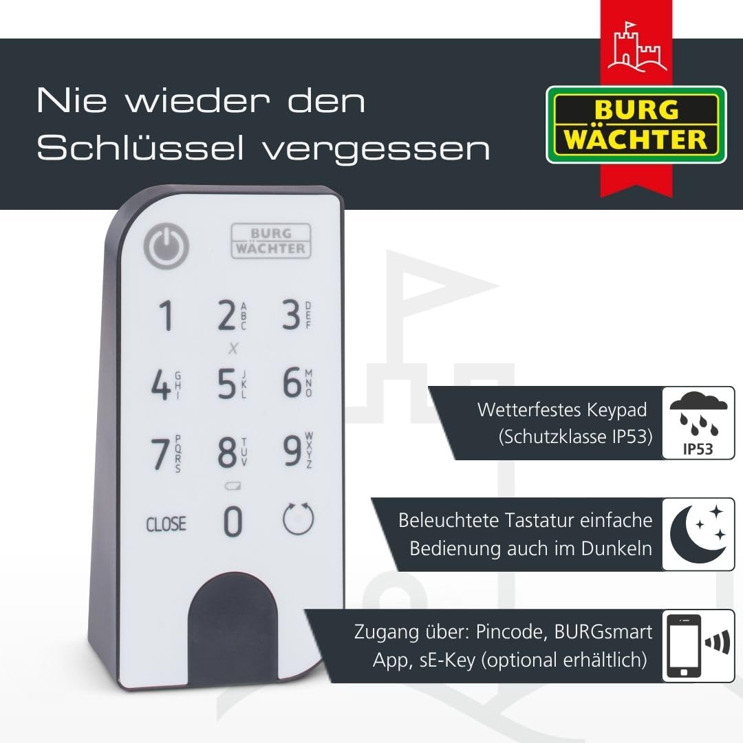 Elektronisches Türschloss secuENTRY ENTRY Home 2.0 mit Keypad Zahlencode App Funköffnung Zylinder für Türen bis 118 mm IP53