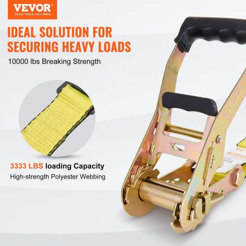 VEVOR 10er-Pack Spanngurte mit Ratsche, 10.000 lbs, 2" x 30', strapazierfähig für Fracht