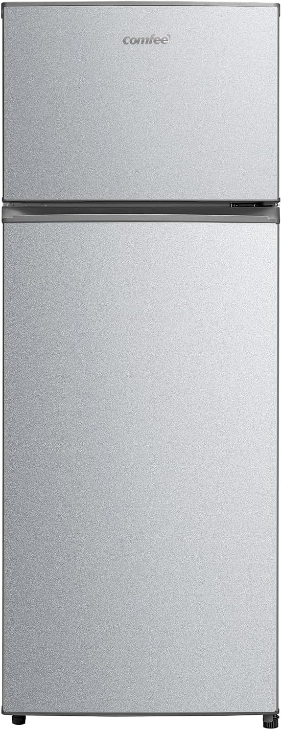 COMFEE' RCT284DS2 frigorifero con congelatore/congelatore superiore/176 kWh/anno/143 cm di altezza/Luce LED/Cerniera porta reversibile/Argento