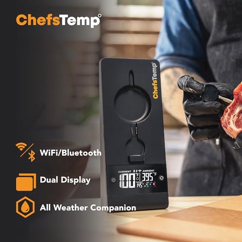 ChefsTemp ProTemp Plus Next Gen Wireless Meat Thermometer Digital Unlimited Range Bluetooth & WiFi Enabled Smart Cooking Grilling Smoker BBQ Oven Kitchen Rotisserie (Stand   1 Probe): Home & Kitchen