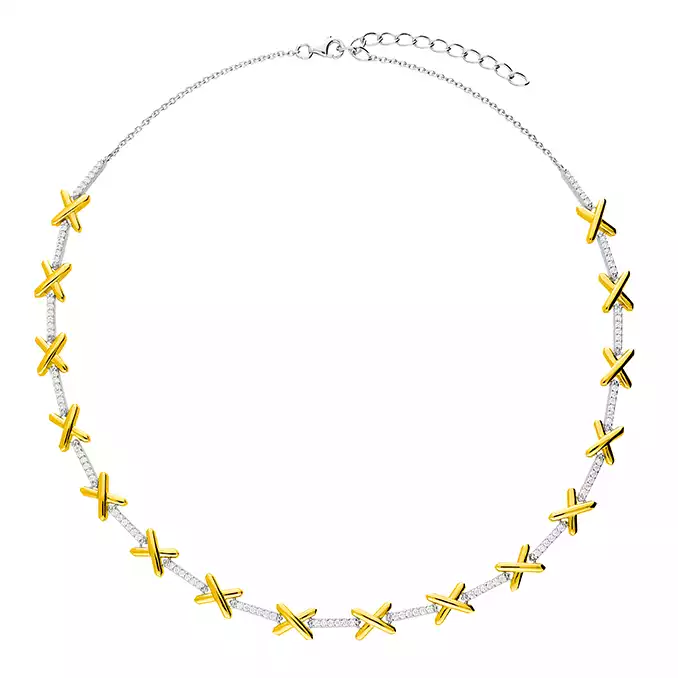 Two-Tone Cubic Zirconia LOVE Necklace