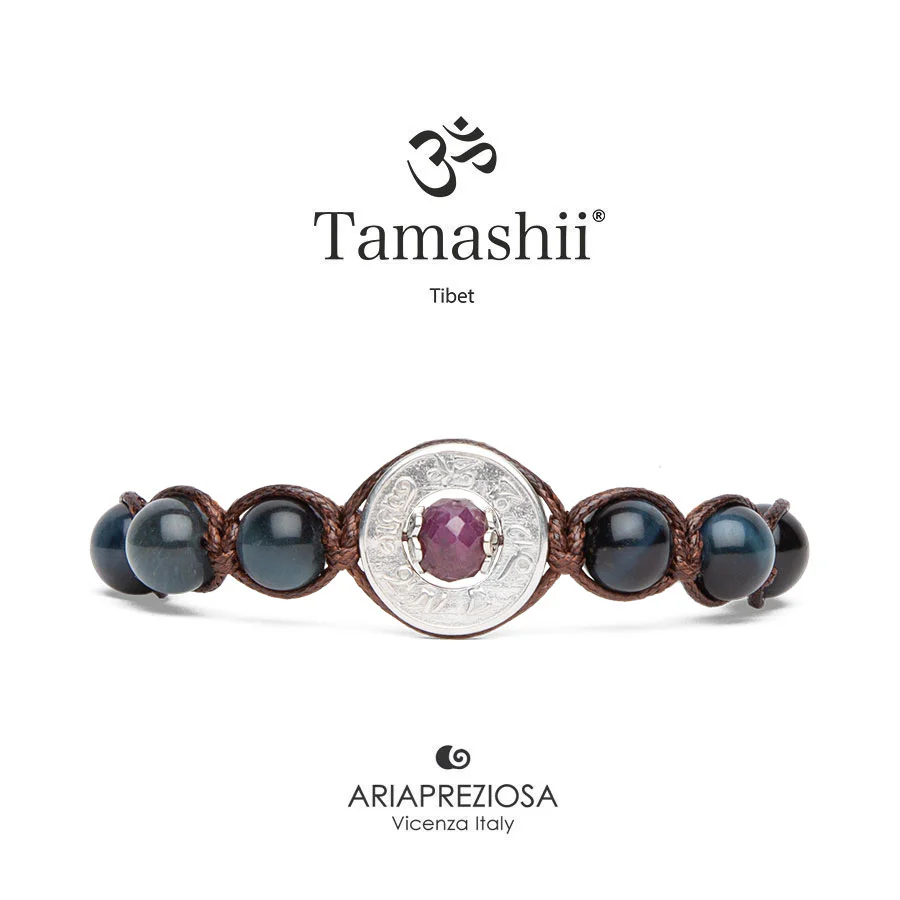 Bracciale Tamashii ruota della preghiera Rubino e Occhi di Falco BHS339-245R