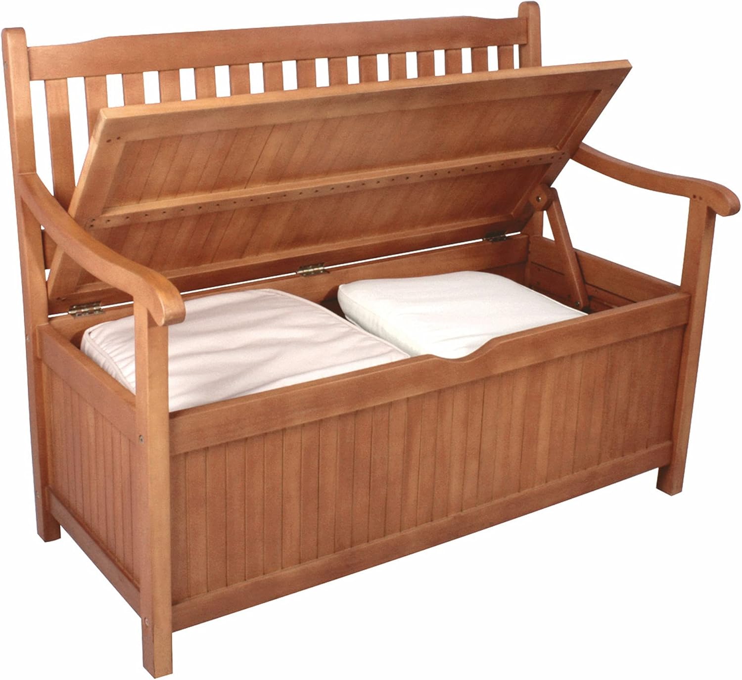 Spetebo 2 Seater Wooden Garden Bench with Storage Space, 107 x 59 x 90 cm, Outdoor Garden Bench with Storage Box