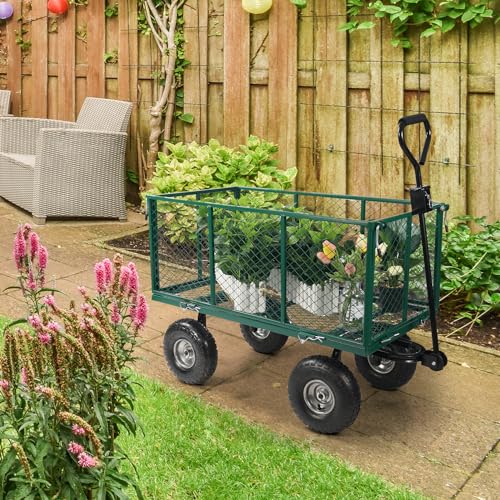 campMax Carrelli da giardino in acciaio a maglia, carrello da giardinaggio estraibile resistente con ruote e lati rimovibili, verde : Amazon.it: Giardino e giardinaggio