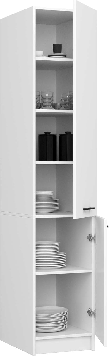 BDW - Colonna da Cucina - Armadio Largo 40 cm, Alto 205 cm, Profondo 57 cm - Spazioso per Provviste - Bianco