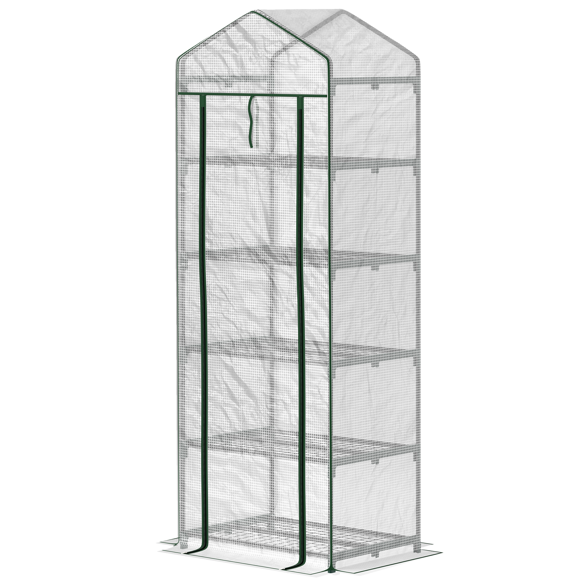 Outsunny Mini-Gewächshaus für Blumen oder Gemüse, Stahl, Kunststoff, 69L x 49B x 193H cm, Weiß