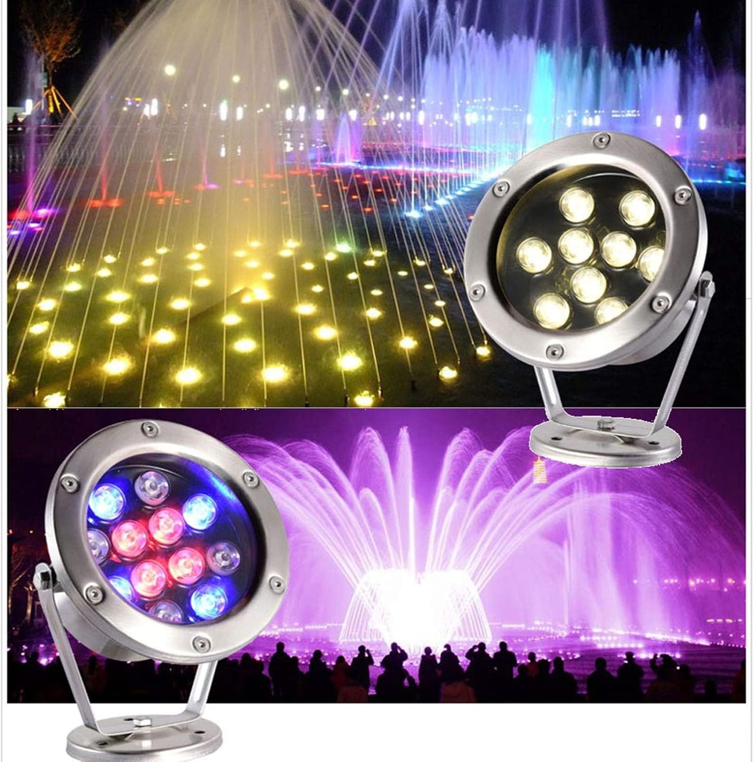 Lumière de piscine LED - Lumière de Fontaine Submersible Colorée, 12V/24V Farbwechsel-Teichlampe mit Fernbedienung, Niederspannungs-RGB-IP68-Unterwasserlicht, für Steingärten, Pools ( Color : Ac 24V ,