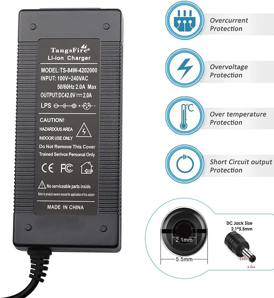 Caricabatterie Bici Elettrica 42V Caricabatterie 42 Volt per Monopattino Elettrico per 36V bici Caricabatterie Batteria