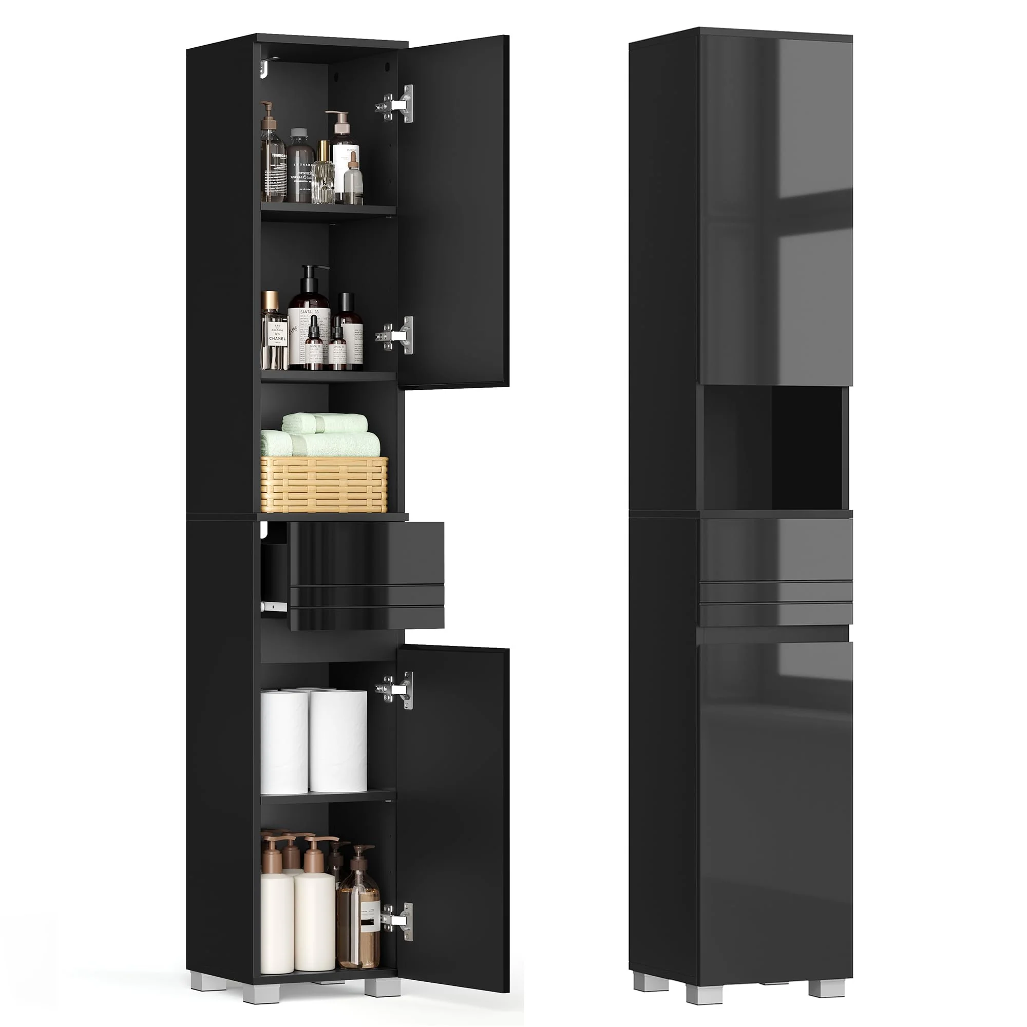 VASAGLE Badezimmerschrank mit Türen und Schubladen