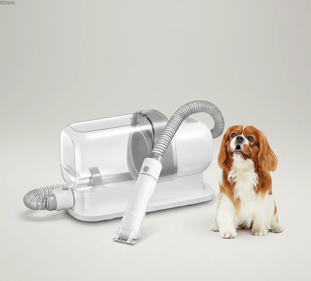 Dog & Cat Grooming Kit with Vacuum | 5 Tools & 4 Combs | 2.3L Container | 60dB | AC Powered