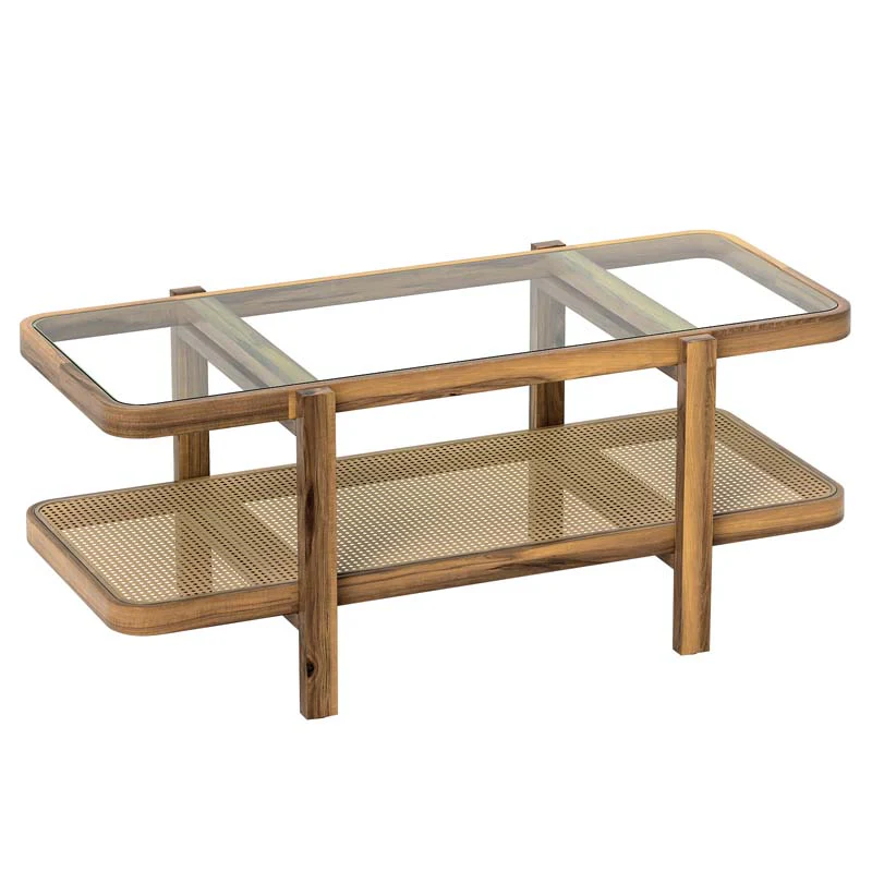 2-Tier Rattan Coffee Table, 47.5