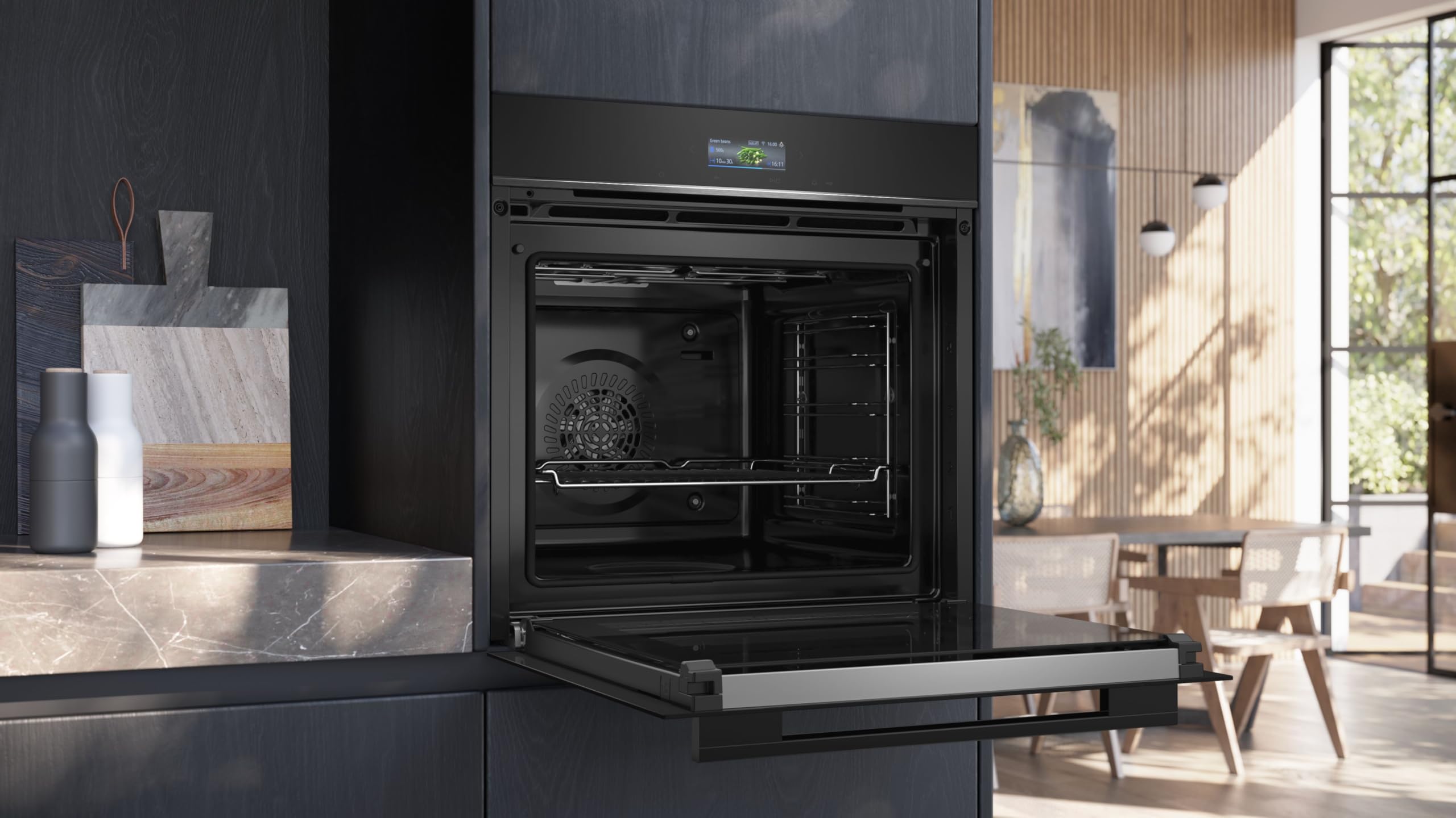 Einbau-Backofen iQ700 HB774G1B1 60 x 60 cm mit Pyrolyse, Air Fry und TFT-Display aus Edelstahl