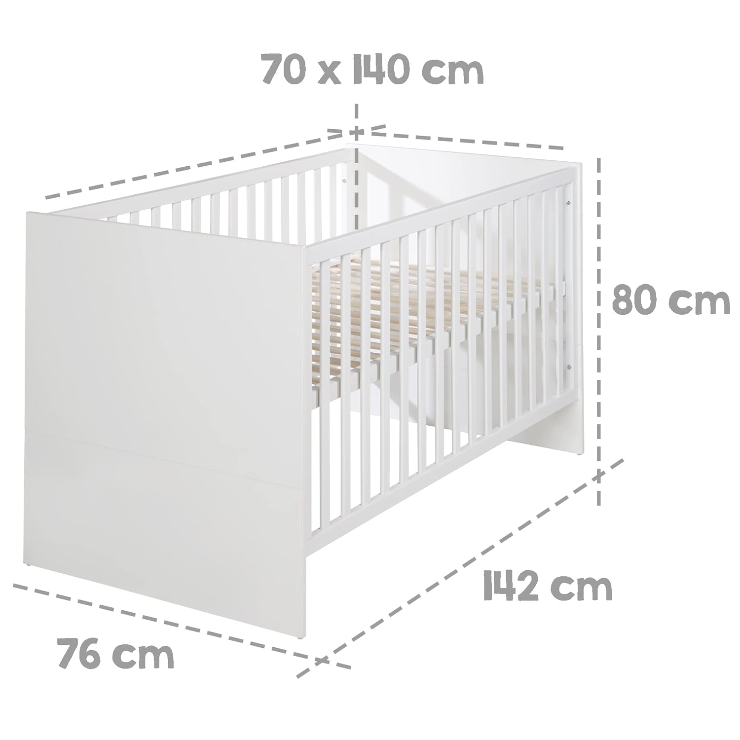 roba Kindermöbelset „Maren“, weiß, inkl. Kombi-Bett 70 x 140 cm und Wickelkommode mit 3 Schubladen