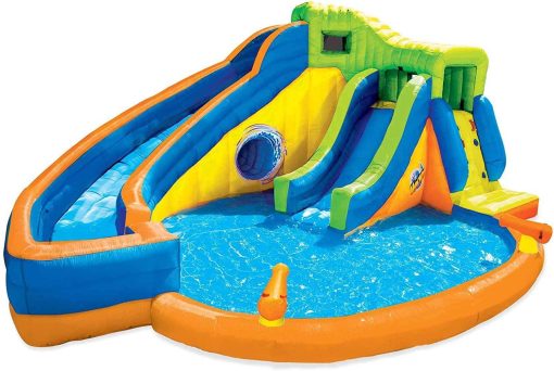 BANZAI Pipeline Twist Kids Inflatable Water Park with Slides, Climbing Wall & Water Cannons, Ages 5