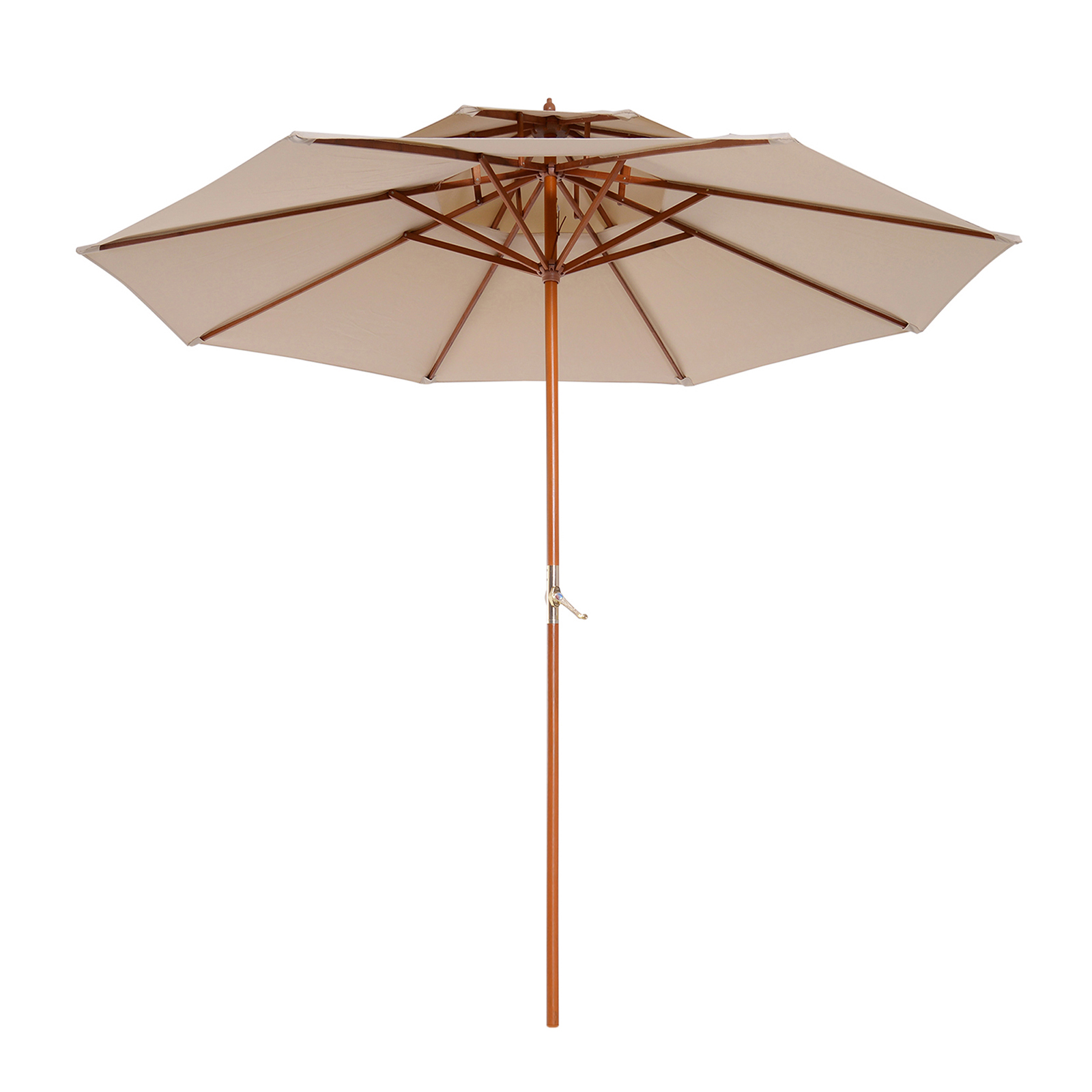 Outsunny Gerader Sonnenschirm aus Holz 2 Dach Polyester 180 g/m² Durchmesser 2,7 x 2,6H m beige