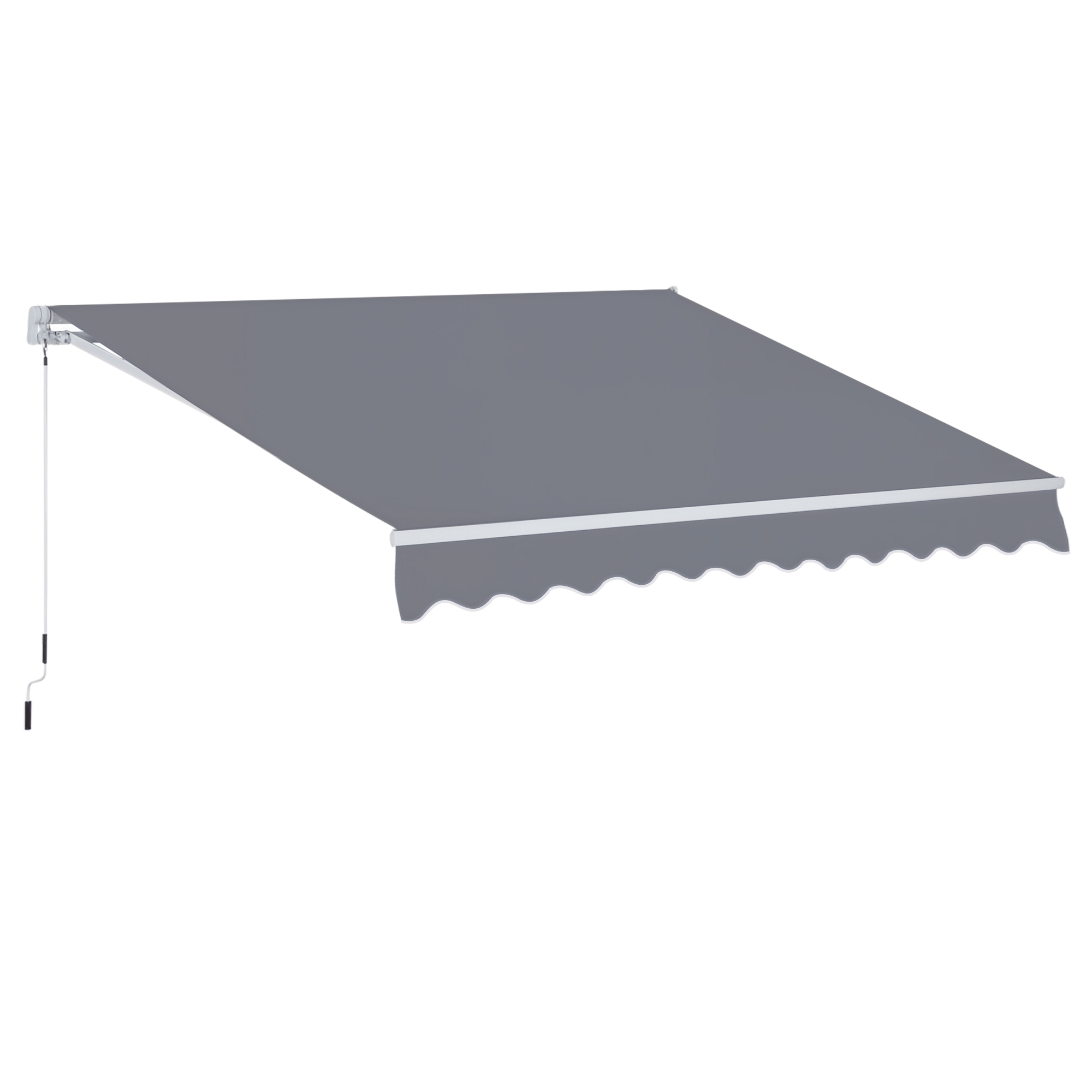 Outsunny Markise Gelenkarmmarkise Sonnenschutz mit Handkurbel 3,5 x 2,5 m Grau Alu+Polyester