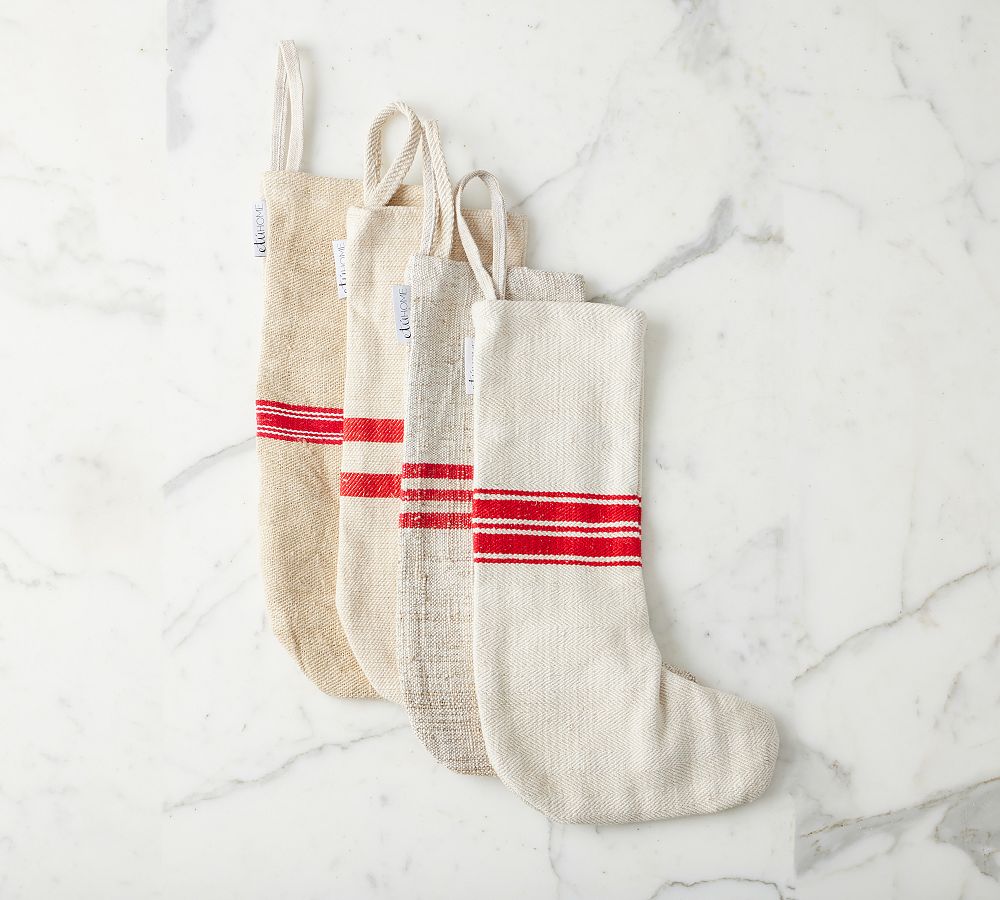 Vintage Grain Sack Holiday Stocking   tiaotiao