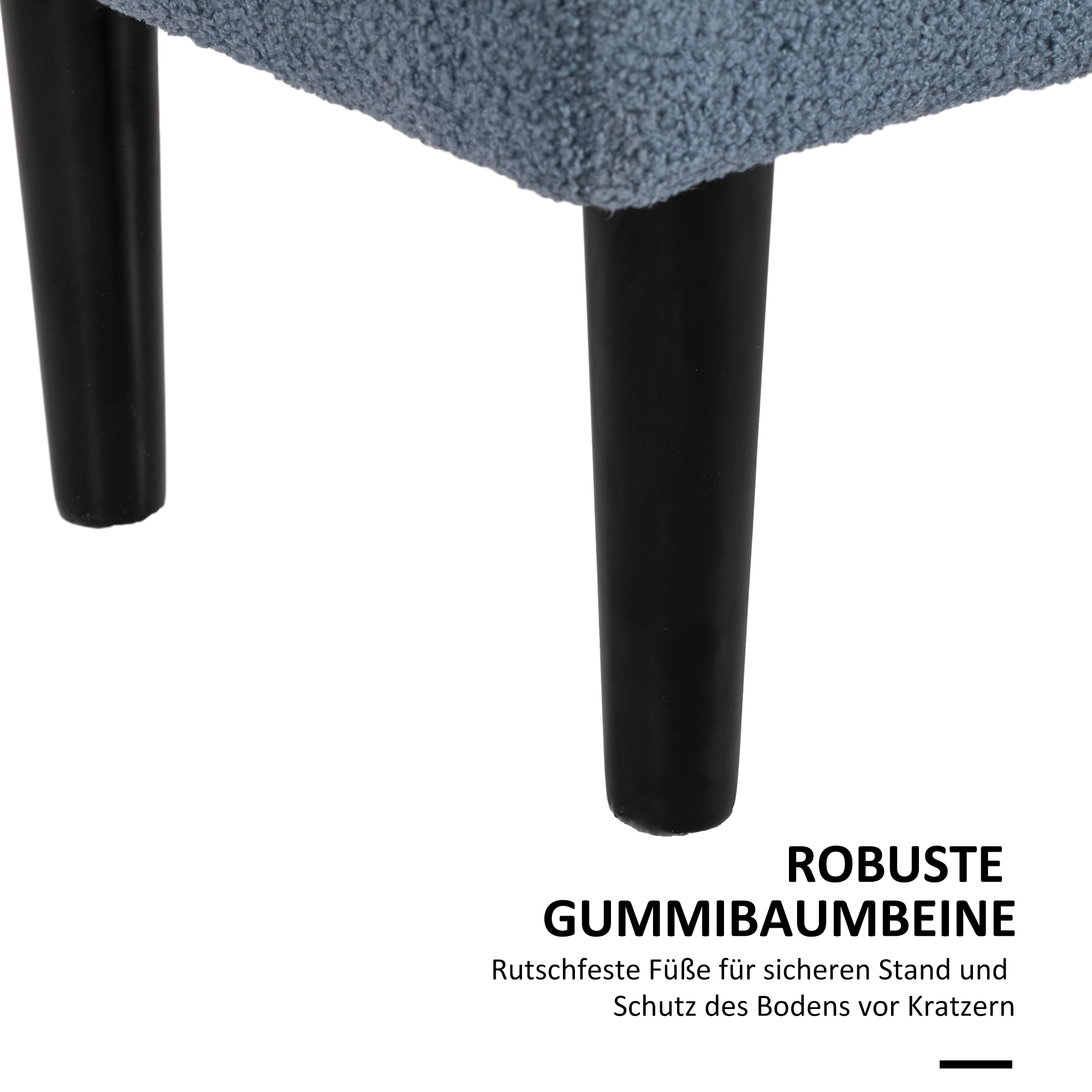 Gestoffeerde Bank met Opbergruimte, Zitkist, Kasjmier-Look, tot 120 kg, Natuurhout Frame, 95 x 38 x 45 cm, Blauw