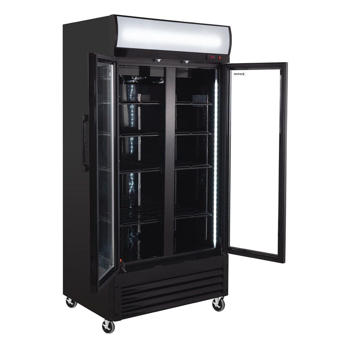 Getränkekühlschrank Getränkekühlschrank 630 - Leuchtaufsatz, 2 Türen, schwarz, LED