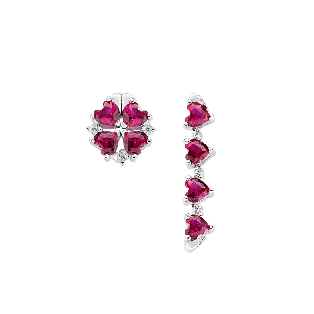 Orecchini Amen Quadricuore magnetici pietre rosse EMHBR