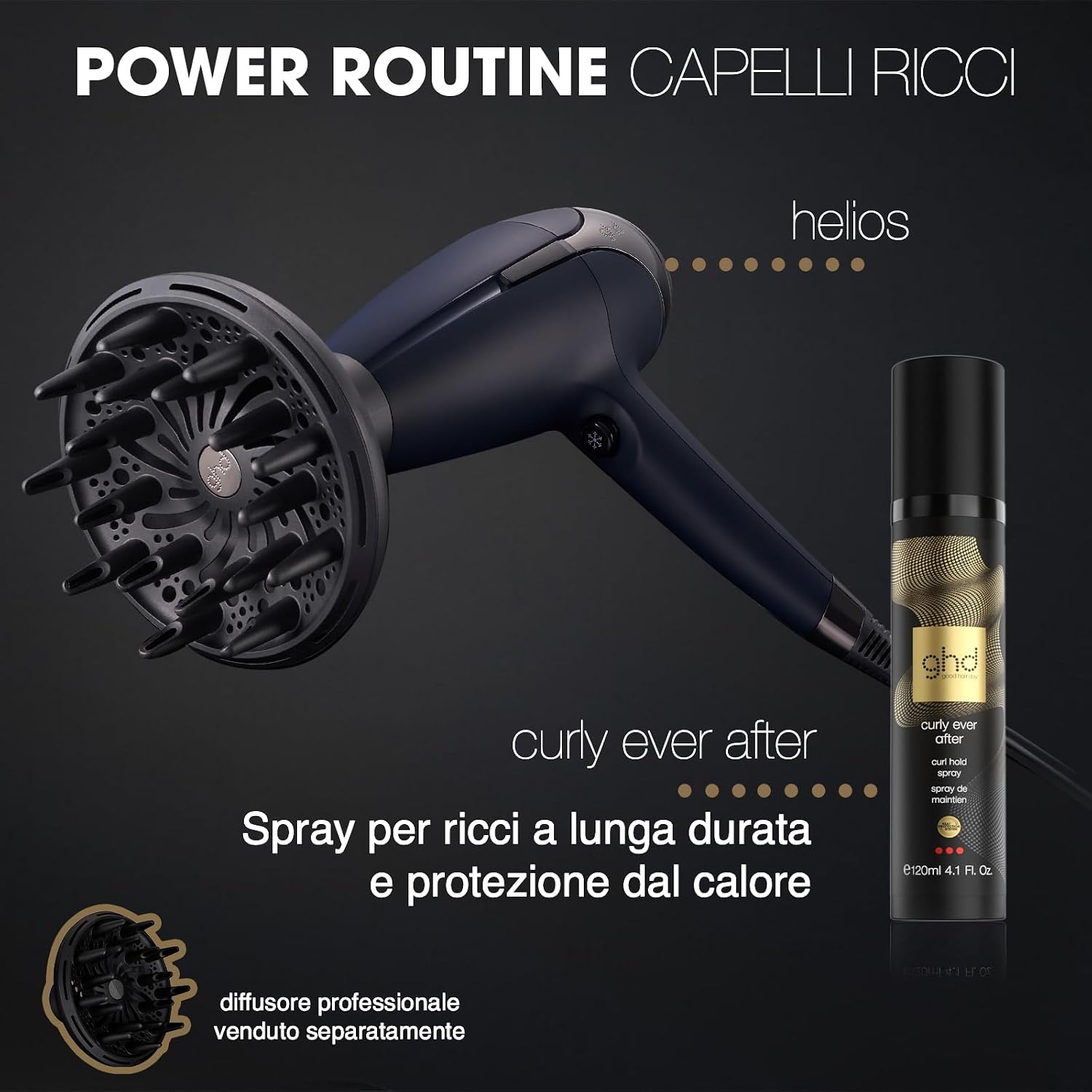 ghd helios, Asciugacapelli Professionale Leggero, Potenza 2200 W, Blu