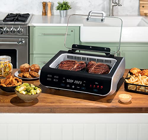 Gourmia Smokeless Indoor Grill & Air Fryer raclette grill with Smoke Extracting Technology Extra Large Nonstick Cooking electric grill indoor Korean BBQ Style 6 Quart FoodStation™: Home & Kitchen