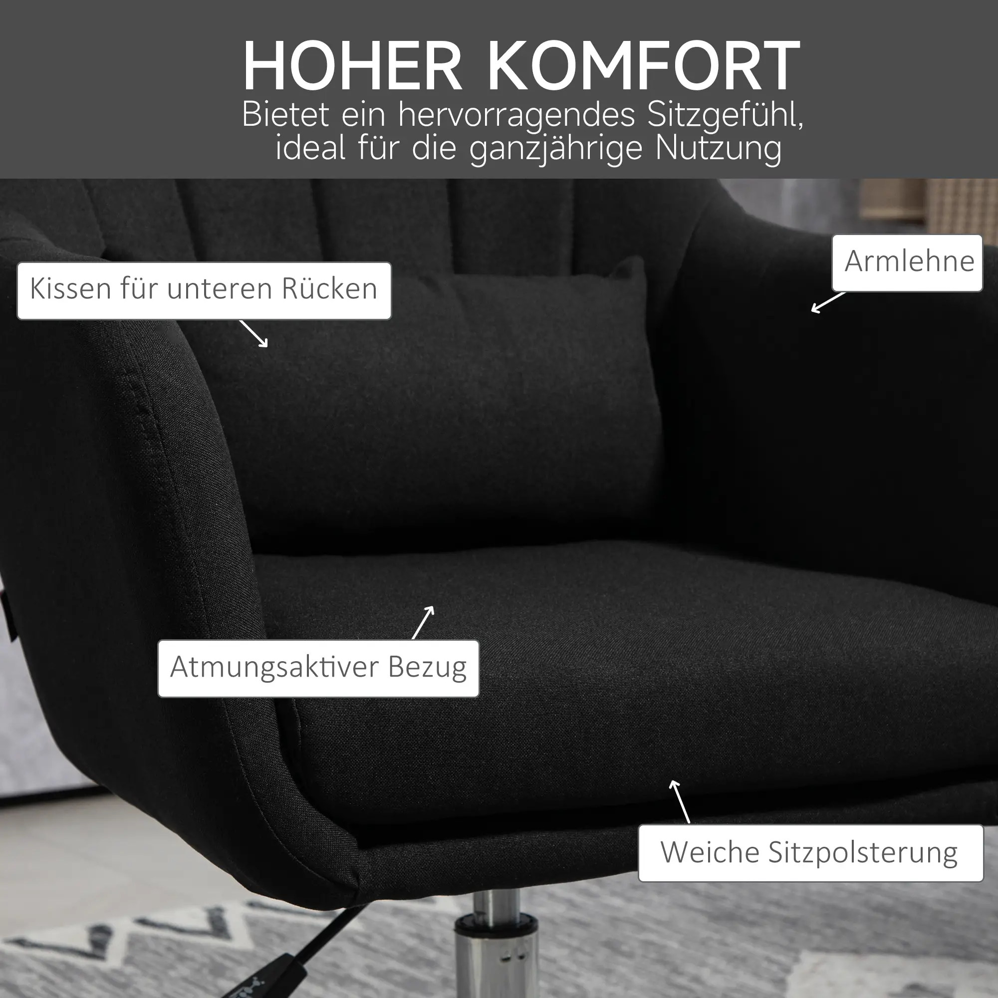 HOMCOM Polsterstuhl höhenverstellbar drehbar Loungesessel