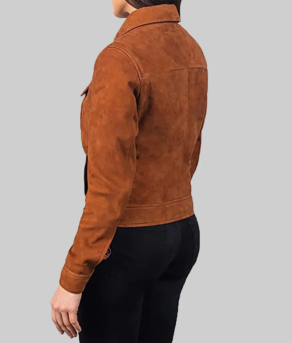 Bethany Brown Suede Trucker Jacket