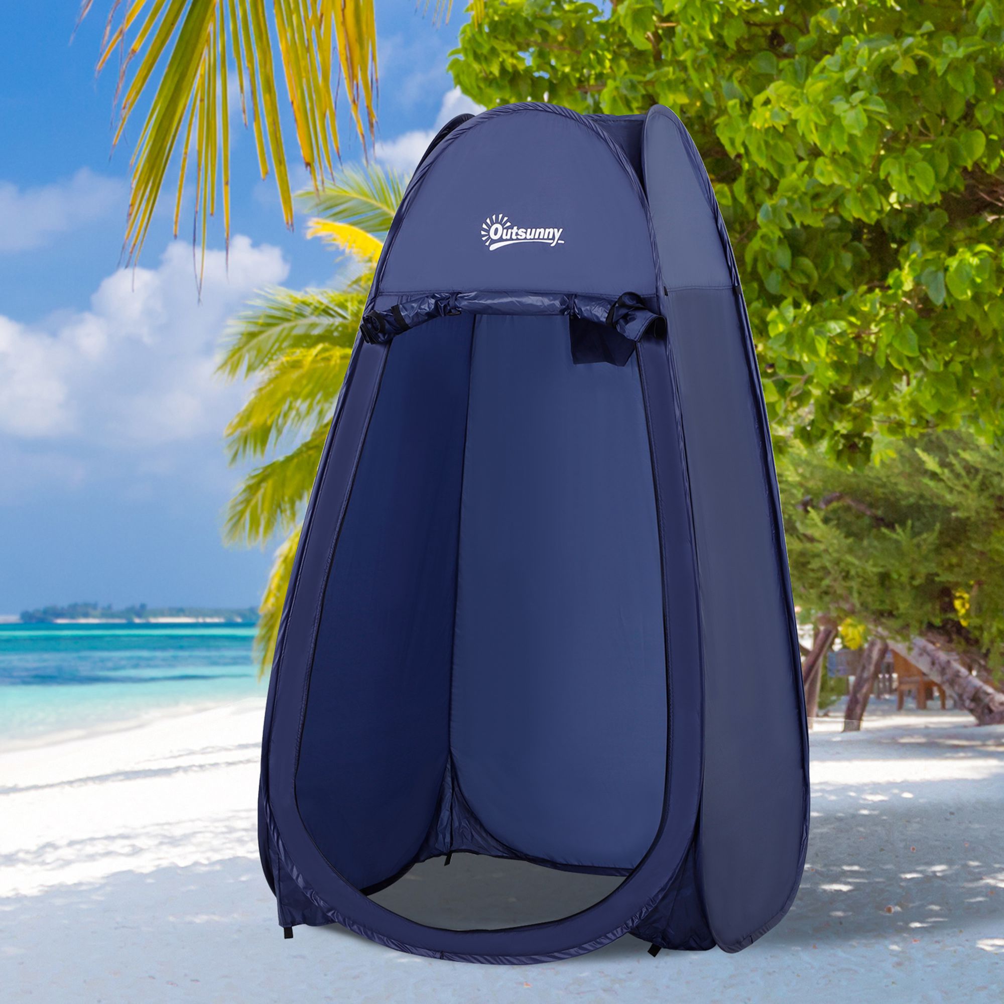 Outsunny Duschzelt Faltbar Pop-up Automatisch Sofortiger Schrank für Camping Polyester Marineblau