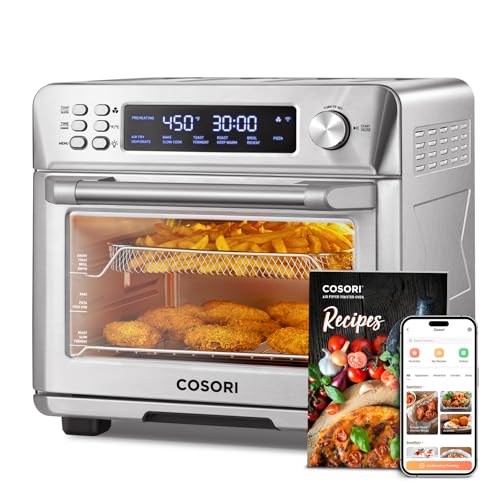COSORI Smart 12 in 1 Air Fryer Toaster Oven Combo, Airfryer Convection Oven Countertop, Bake, Roast, Reheat, Broiler, Dehydrate, 75 Recipes & 3 Accessories, 26QT, Silver Stainless Steel : Home & Kitchen