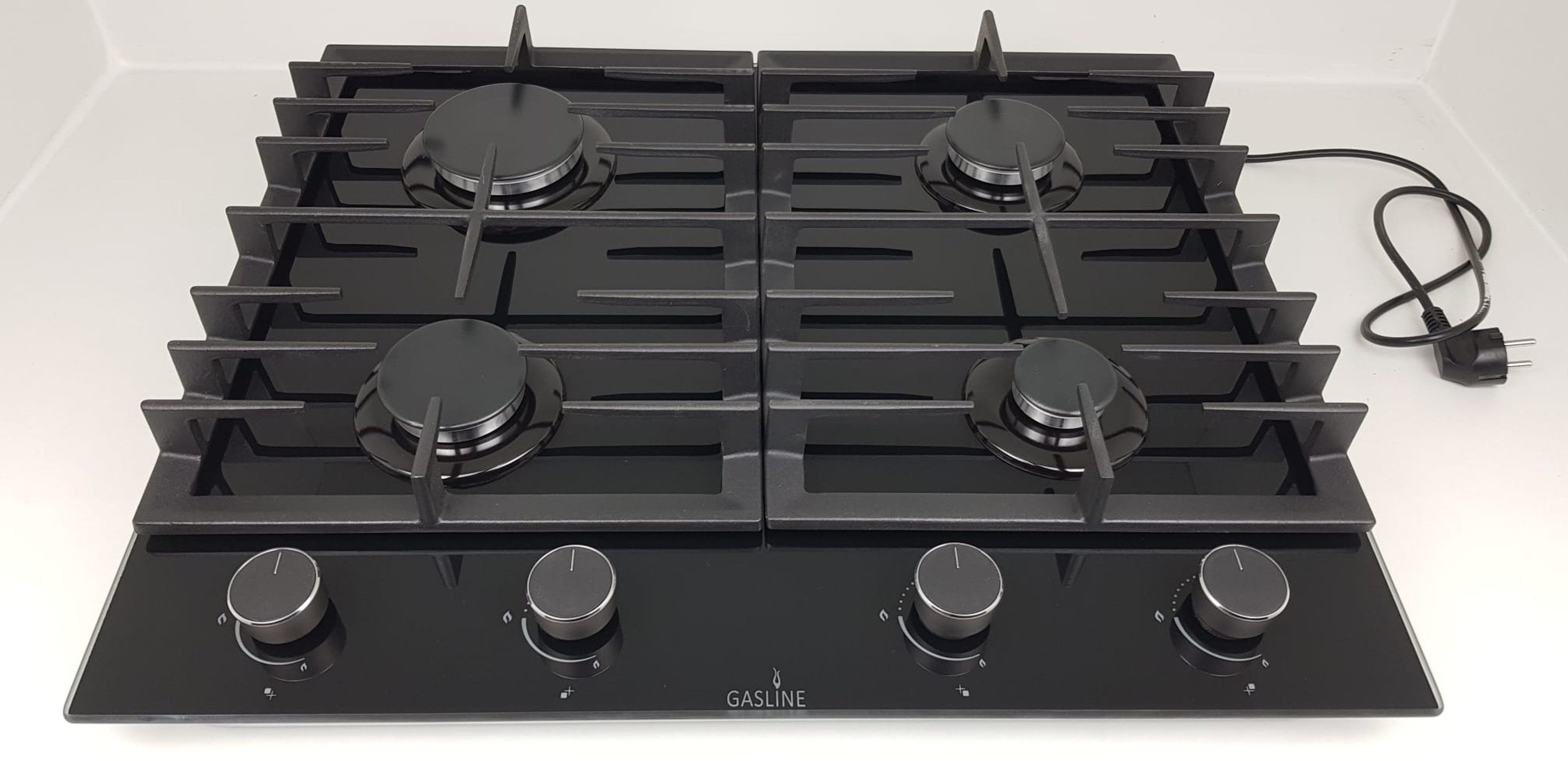 Elektro-Herd-Set Böhme Einbauherdset + Gaskochfeld 60cm Schwarz Glaskeramik 4 Brennern