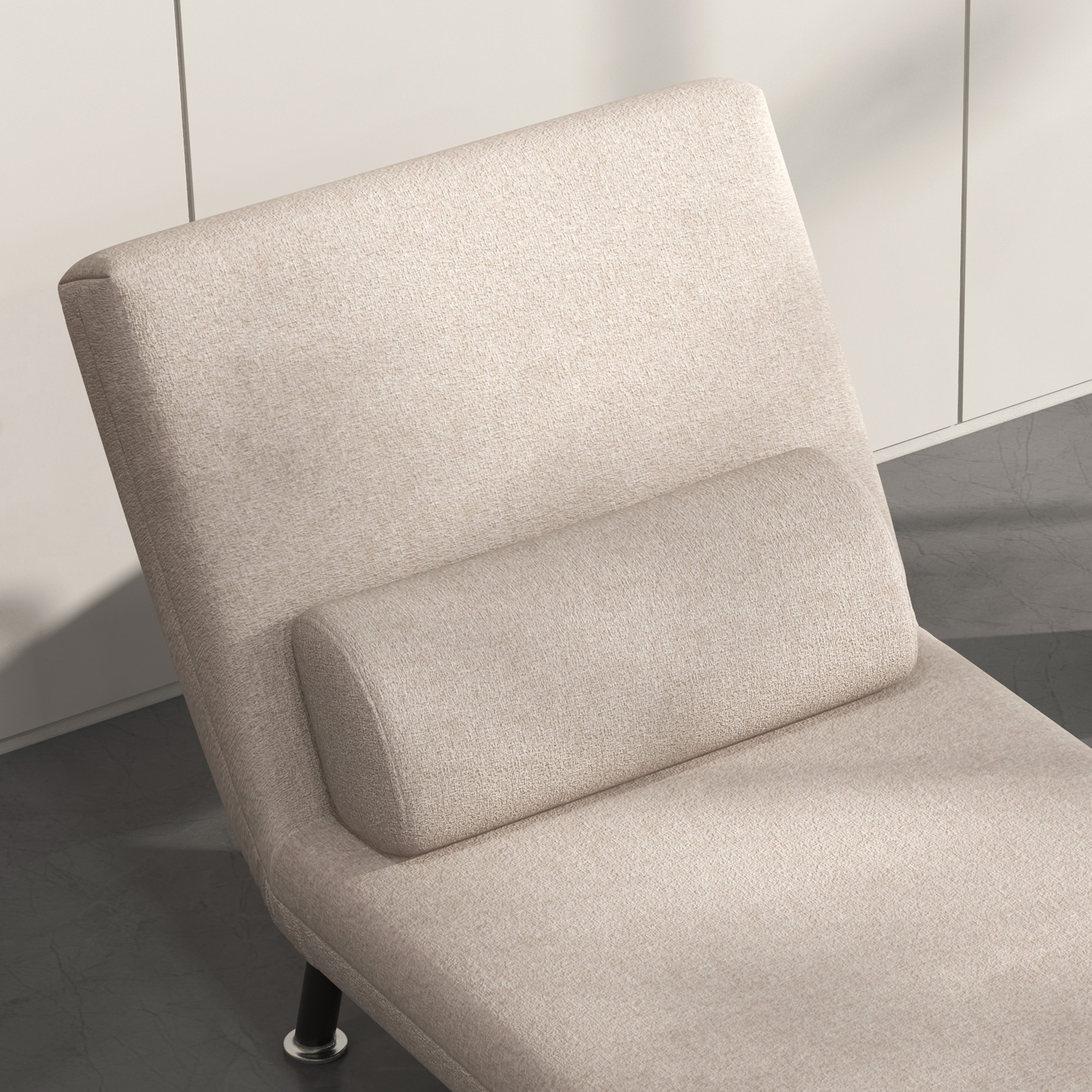 Opklapbare Stoel met Slaapfunctie, Opvouwbare Relaxstoel in Linnenlook, Verstelbare Rugleuning, 75 x 70 x 75 cm, Beige