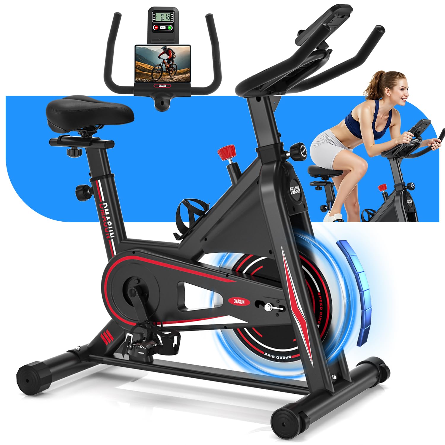 DMASUN Heimtrainer Fahrrad leiser 0 bis 100% Widerstand Display Tablet Halterung bequemer Sitz bis 160 kg