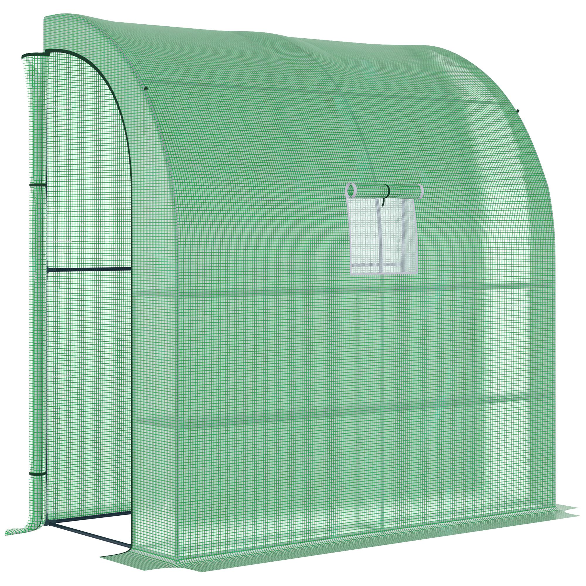 Outsunny Foliengewächshaus Tomatengewächshaus mit Mesh Fenster, Treibhaus mit aufrollbaren Türen, Anzuchthaus mit UV Schutz, Grün, 200 x 100 x 215 cm