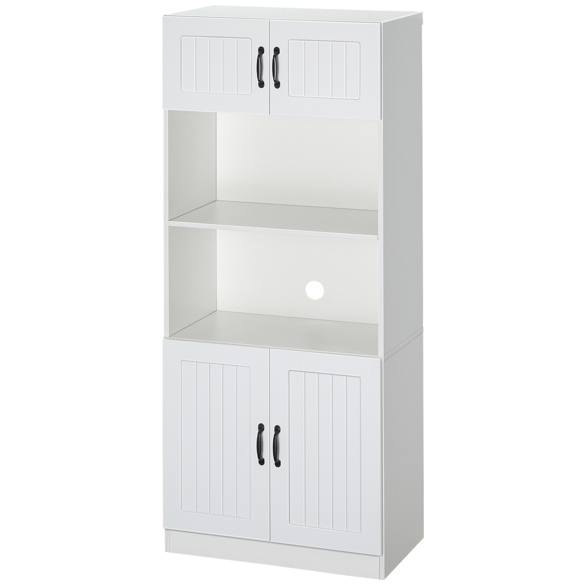 HOMCOM Küchenschrank Küchenbüffet Schrank, Landhausstil, 2 Schränke, 2 Regale,  70 cm x 40 cm x 170 cm Weiß + Schwarz