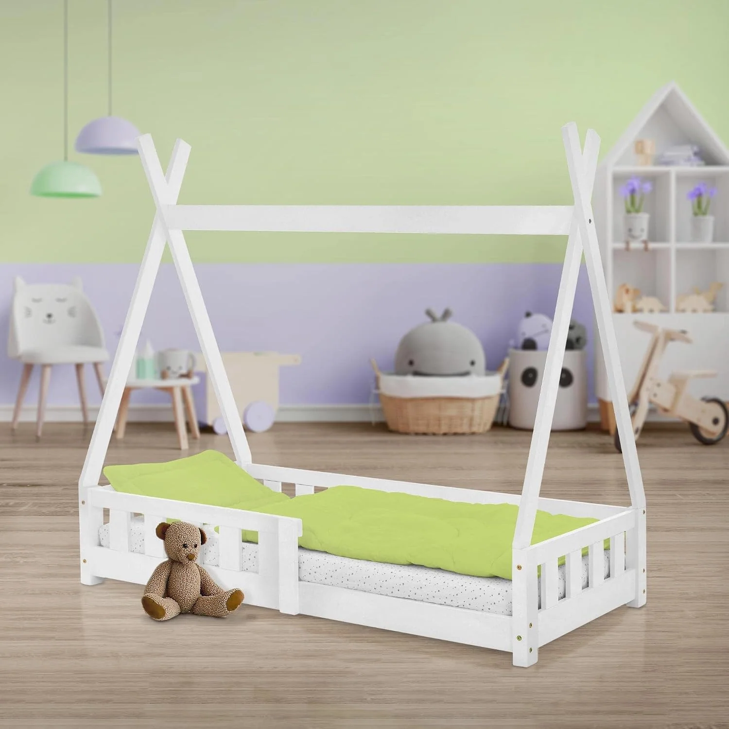 ML-Design Tipi-Kinderbett aus Kiefernholz mit Rausfallschutz