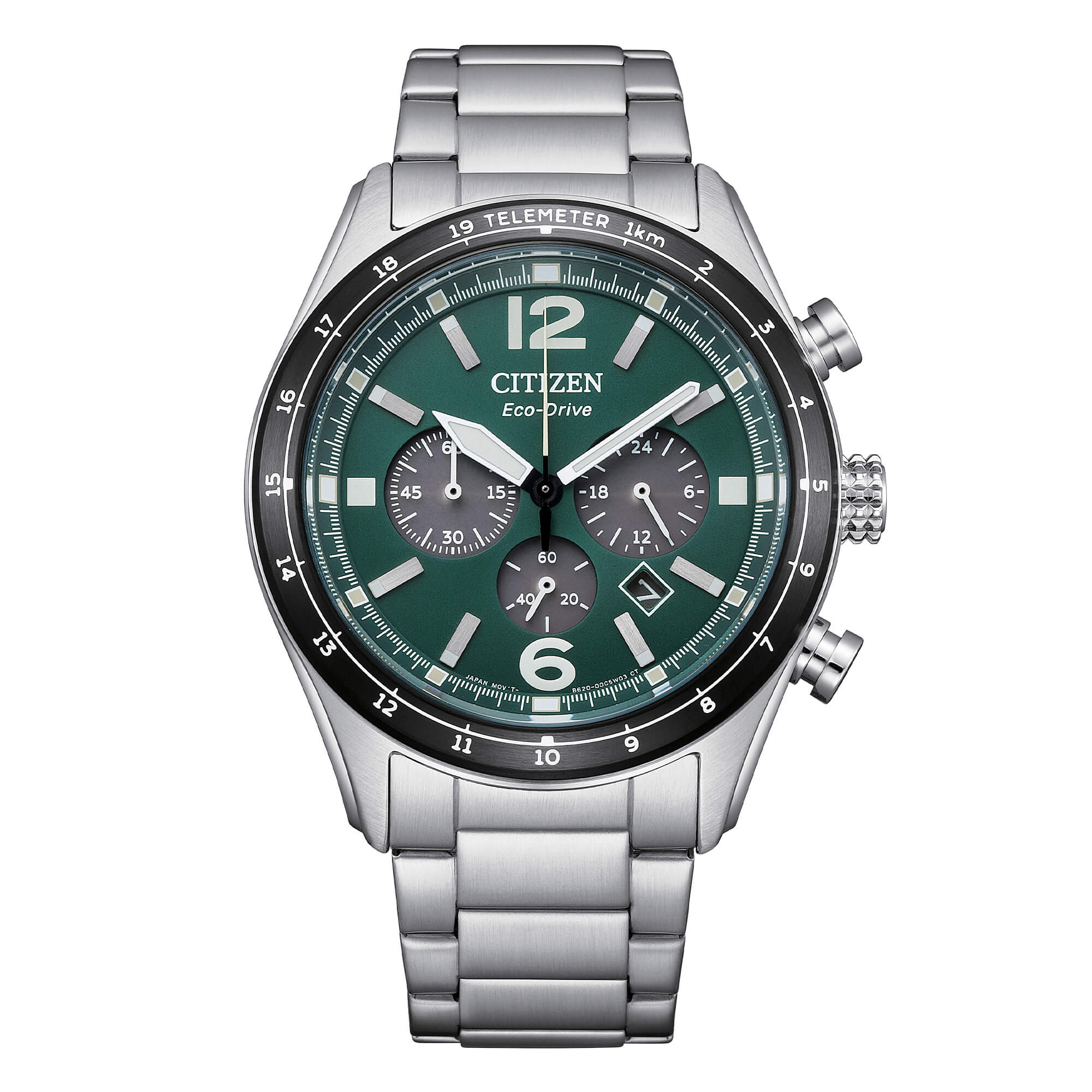 Orologio Citizen Aviator cronografo in acciaio quadrante verde CA4654-55X
