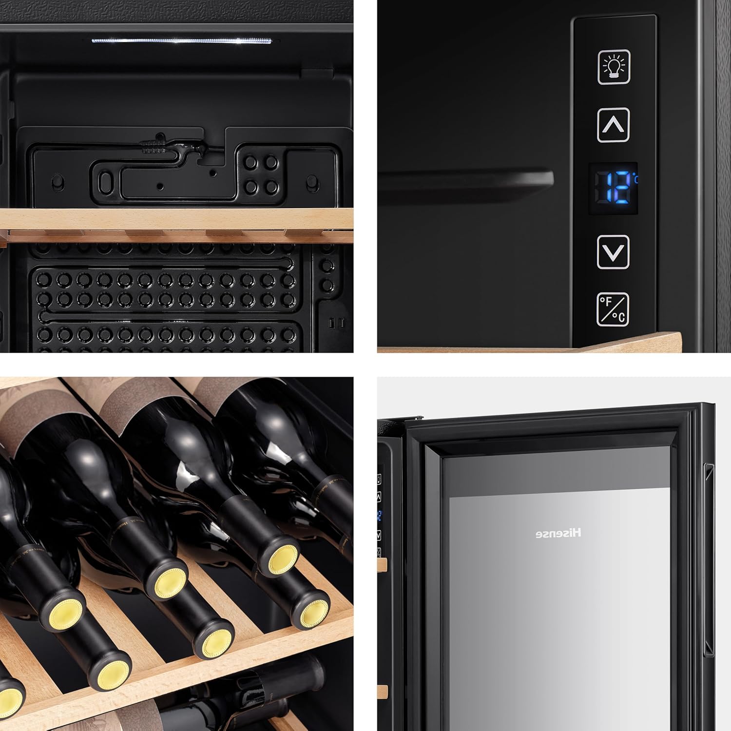 Hisense MWC4894GF Wine Cellar 30 Bottles, Monotemperature, Anti-UV Glasses, Wooden Shelves, Touch Display, LED Lighting, Year 2023