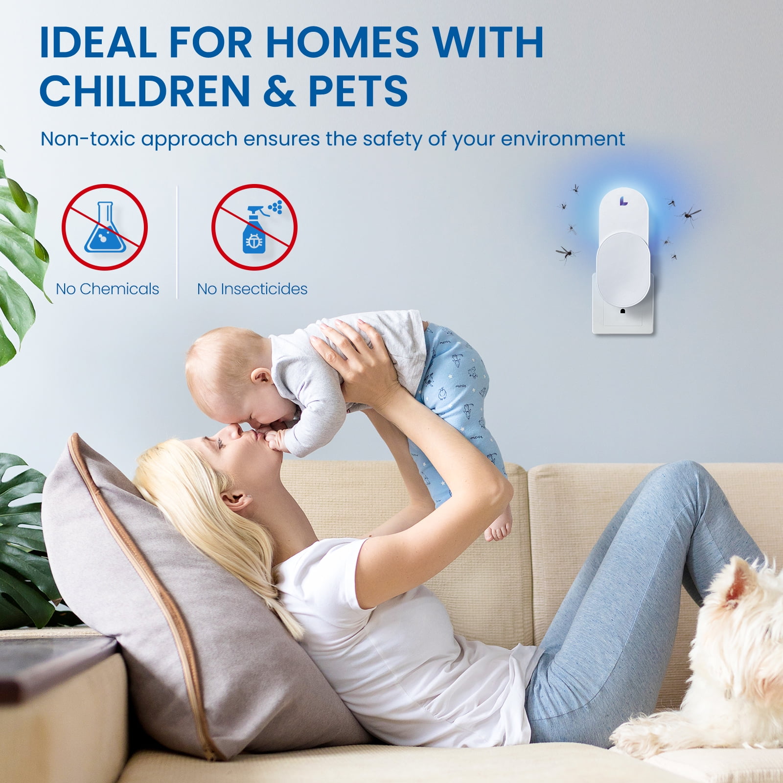 Liba Electric Bug Zapper Indoor Wall Mounted Mosquito Trap with 3 Sticky Refills, Pest Control Light Technology