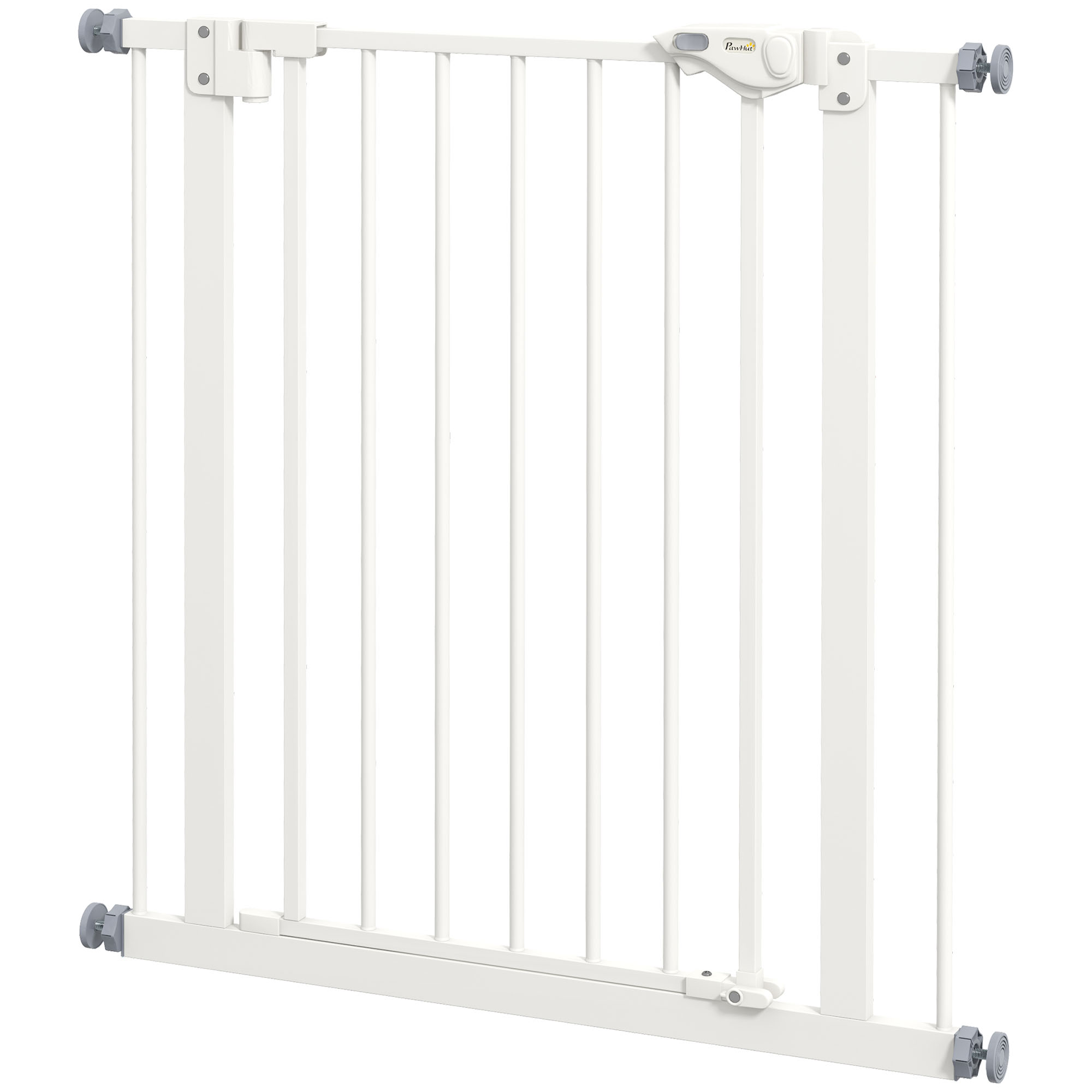 PawHut Türschutzgitter für Hunde, Absperrgitter, Schutzgitter für Haustiere, Metall, Kunststoff, 74-80 cm, Weiß