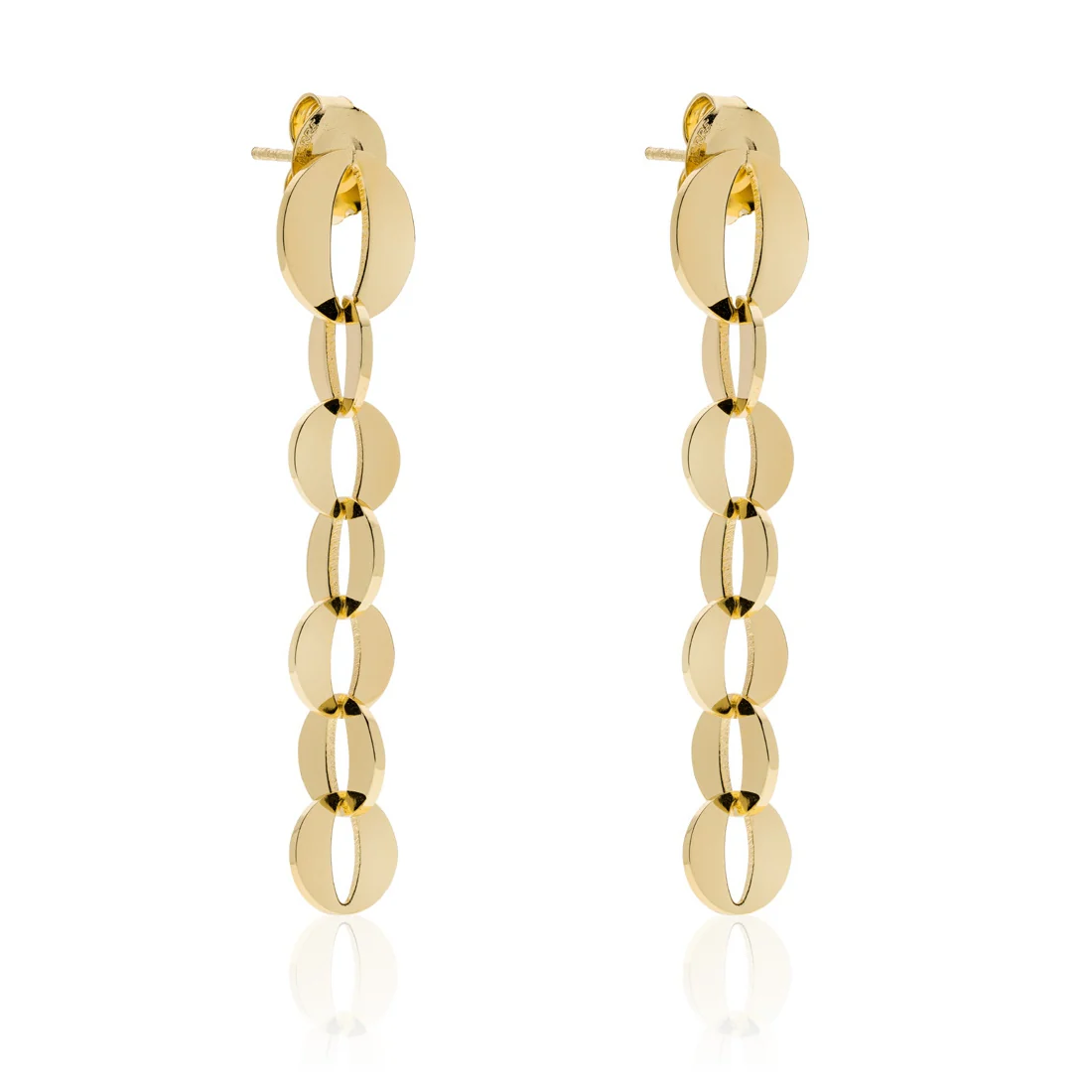 Orecchini Unoaerre 2470 a maglia ovale piatta  in bronzo dorato