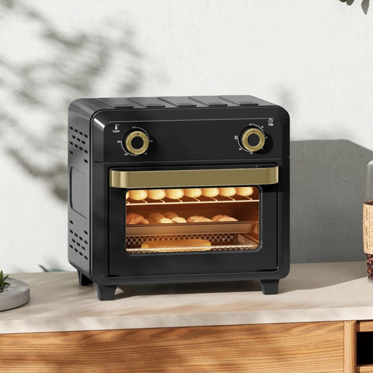 Minibackofen Minibackofen mit Umluft und Timer 10L Heißluftfritteuse